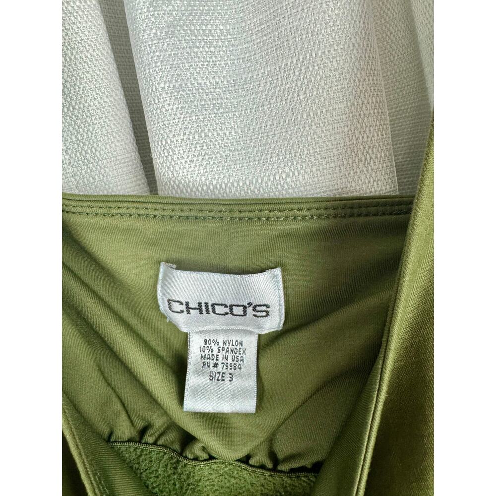 Chico’s Olive Green Tank Built In Bra Adjustable Straps Stretch - Picture 4 of 4